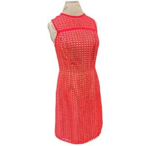 Shoshanna Coral Lace Overlay Dress - Women's Size 10